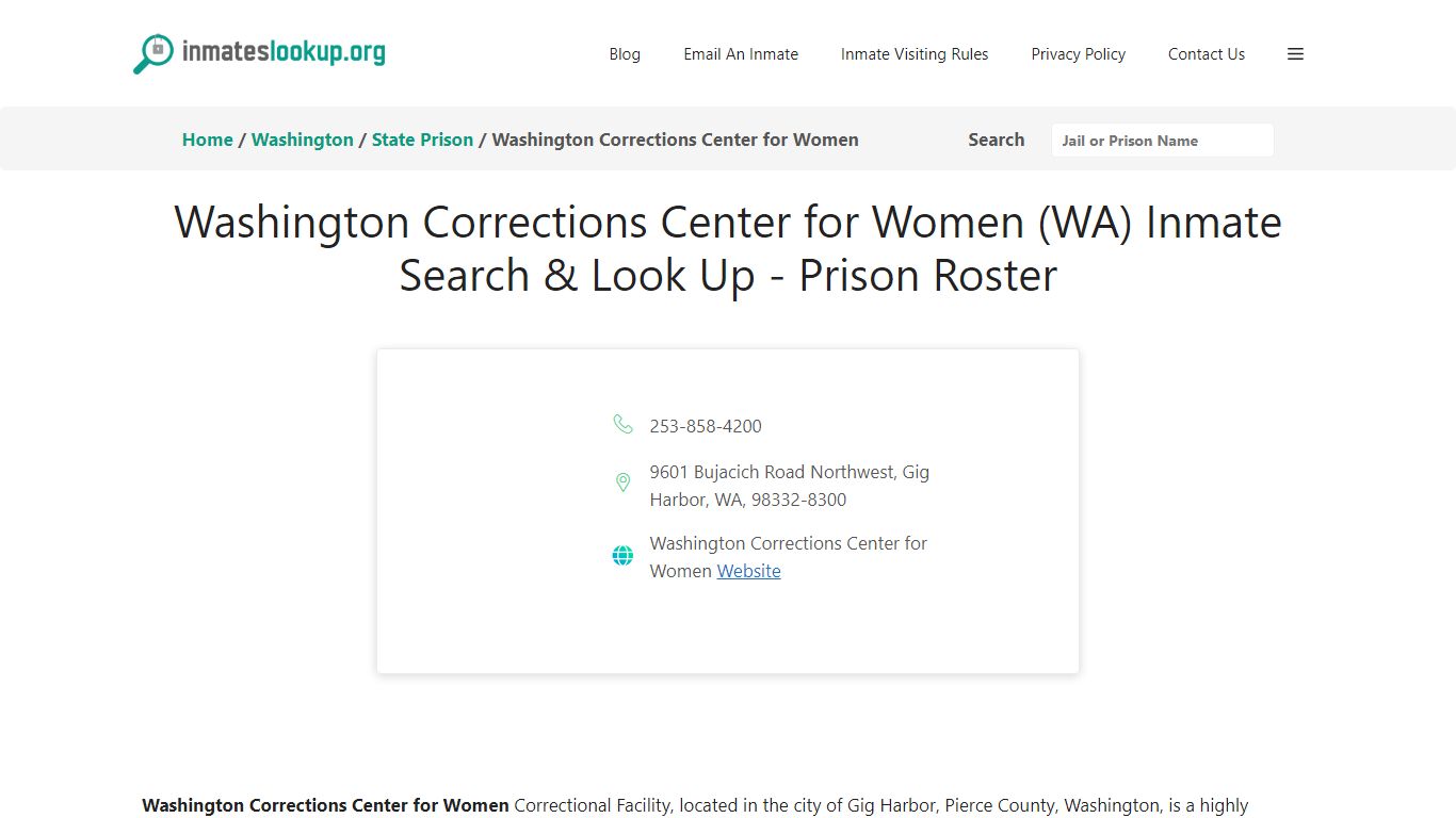 Washington Corrections Center for Women (WA) Inmate Search & Look Up ...