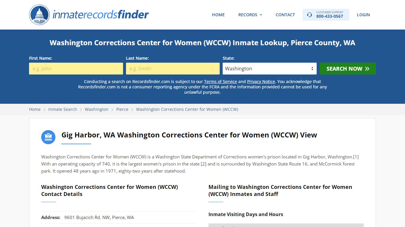 Washington Corrections Center for Women (WCCW) Roster & Inmate Search ...