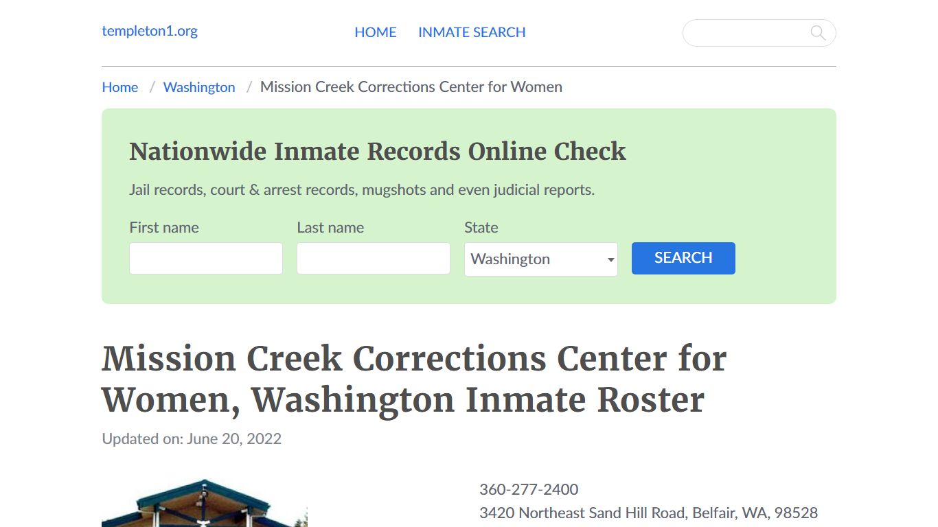 Mission Creek Corrections Center for Women, Washington Inmate Roster
